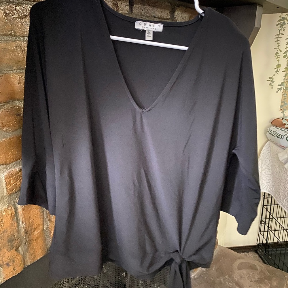 Chaus Black V-Neck Women's Top